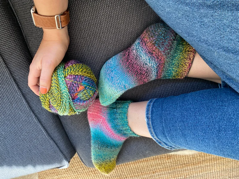 A pair of socks I knitted while traveling through Europe.