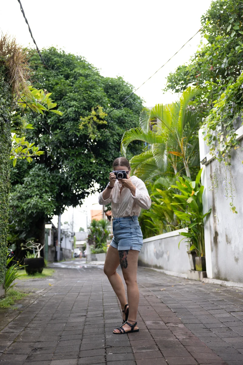 Taking a moment to photograph the streets of Bali.